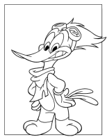 A coloring page of woody woodpecker